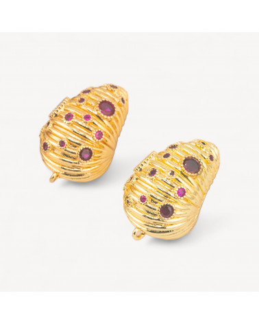 Base Per Orecchini Di Bronzo Perno 16x25mm 1 Coppia Dorato Rosso-BASES DE BOUCLES D'OREILLES EN LAITON ET BRONZE | Worldofjewel.com