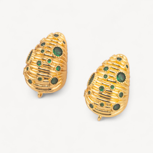 Tige de base de boucle d'oreille en bronze 16 x 25 mm, 1 paire, or vert