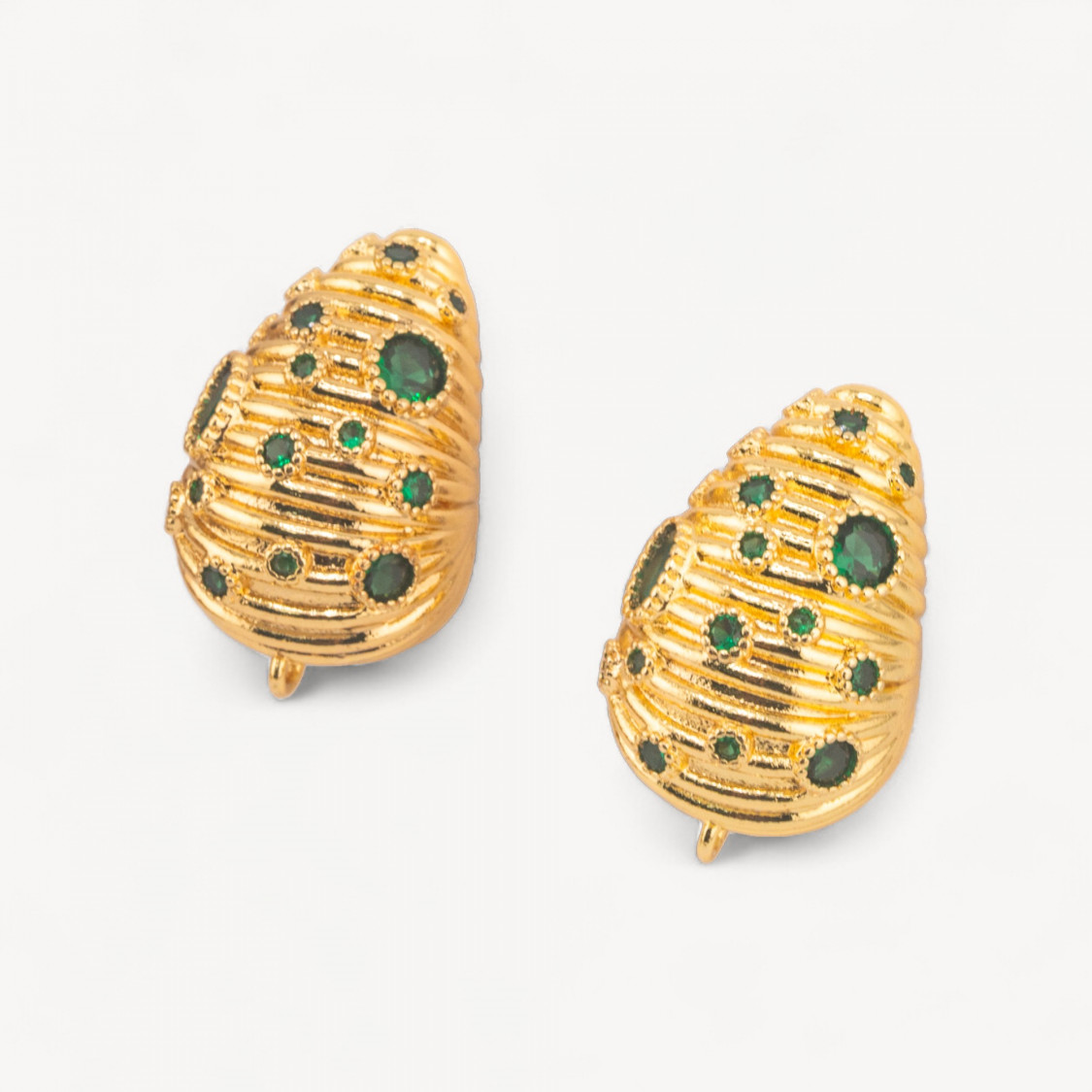 Base Per Orecchini Di Bronzo Perno 16x25mm 1 Coppia Dorato Verde-BASI PER ORECCHINI IN OTTONE E BRONZO | Worldofjewel.com