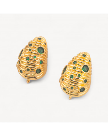 Base Per Orecchini Di Bronzo Perno 16x25mm 1 Coppia Dorato Verde-BASI PER ORECCHINI IN OTTONE E BRONZO | Worldofjewel.com