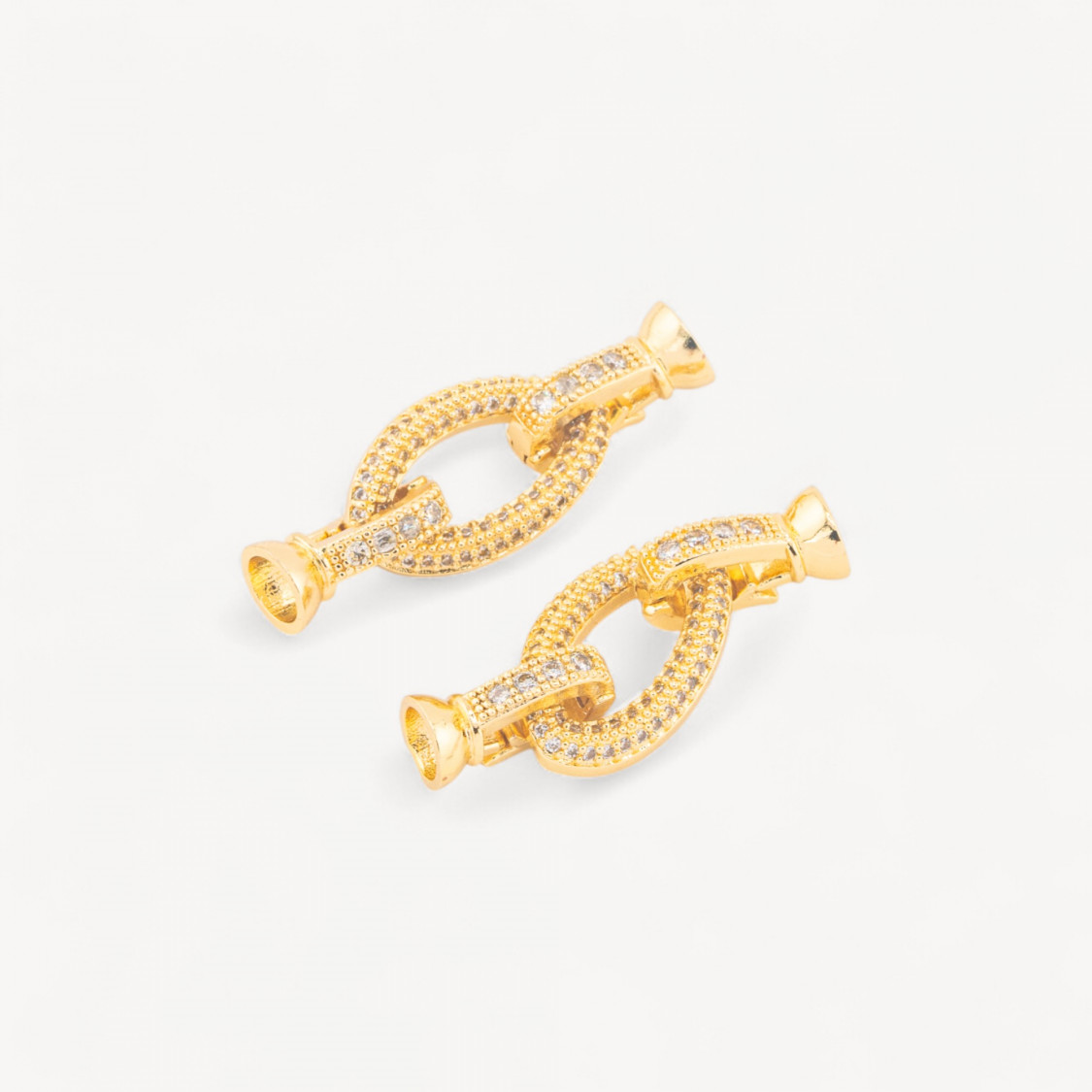 Chiusura di Bronzo Con Zirconi Con Coppette 6pz Dorato-CHIUSURE IN OTTONE E BRONZO FASHION | Worldofjewel.com