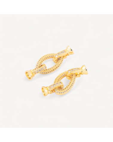 Chiusura di Bronzo Con Zirconi Con Coppette 6pz Dorato-CHIUSURE IN OTTONE E BRONZO FASHION | Worldofjewel.com
