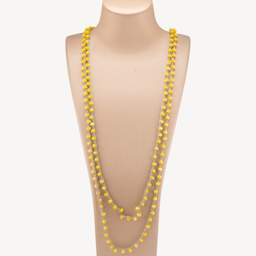 190cm Woven Fabric Necklace with Crystals