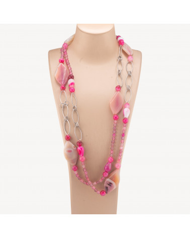 Collana Lunga Di Pietre Dure Fantasia Con Catene Di Ottone 140cm-COLLANE DESIGN CON PIETRE NATURALI E PERLE | Worldofjewel.com