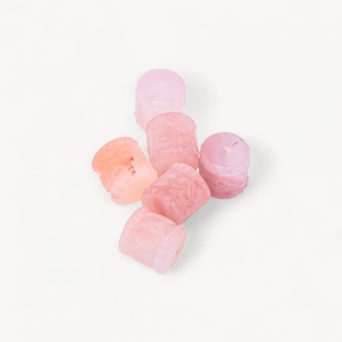 Componente Connettore Di Agata Brasiliana Cilindro Foro Passante 6pz Agata Rosa-COMPOSANTS DES PIERRES DURES | Worldofjewel.com