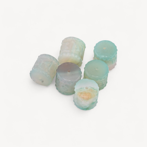 Κύλινδρος εξαρτήματος σύνδεσης βραζιλιάνικου αχάτη μέσω οπής 6 τεμαχίων πράσινου αχάτη