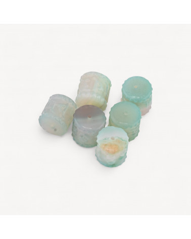 Componente Connettore Di Agata Brasiliana Cilindro Foro Passante 6pz Agata Verde-COMPOSANTS DES PIERRES DURES | Worldofjewel.com