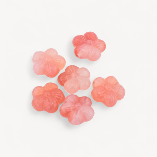 Connecteur en agate brésilienne, motif fleur, trou traversant, 6 pièces, agate fuchsia