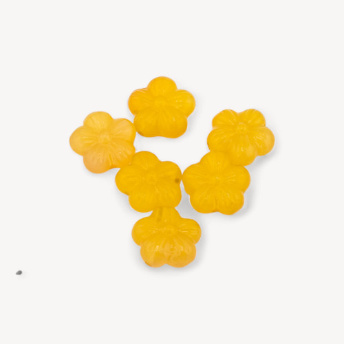 Conector de ágata brasileña con forma de flor y orificio pasante, 6 piezas, color amarillo intenso