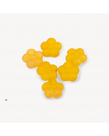 Componente Connettore Di Agata Brasiliana Fiorellino Foro Passante 6pz Agata Gialla Intenso-COMPOSANTS DES PIERRES DURES | Worldofjewel.com