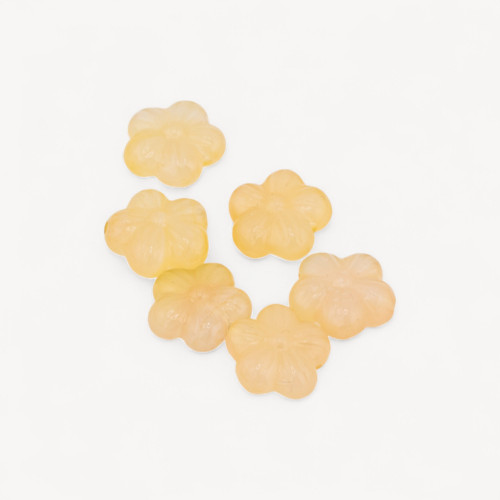 Connecteur en agate brésilienne jaune clair, en forme de fleur, trou traversant, lot de 6.