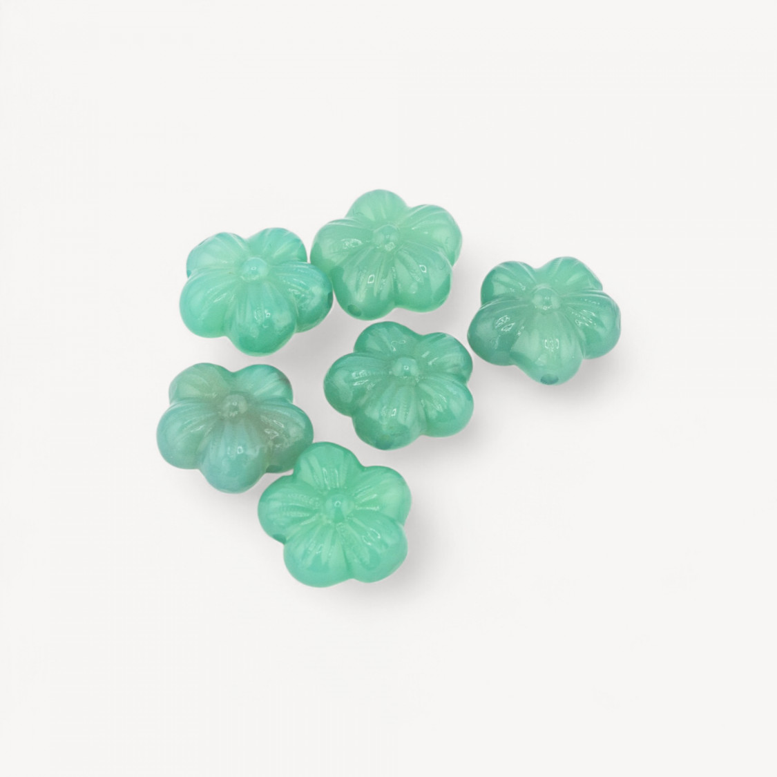 Componente Connettore Di Agata Brasiliana Fiorellino Foro Passante 6pz Agata Verde-COMPOSANTS DES PIERRES DURES | Worldofjewel.com