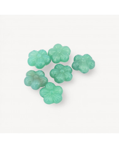 Componente Connettore Di Agata Brasiliana Fiorellino Foro Passante 6pz Agata Verde-COMPOSANTS DES PIERRES DURES | Worldofjewel.com
