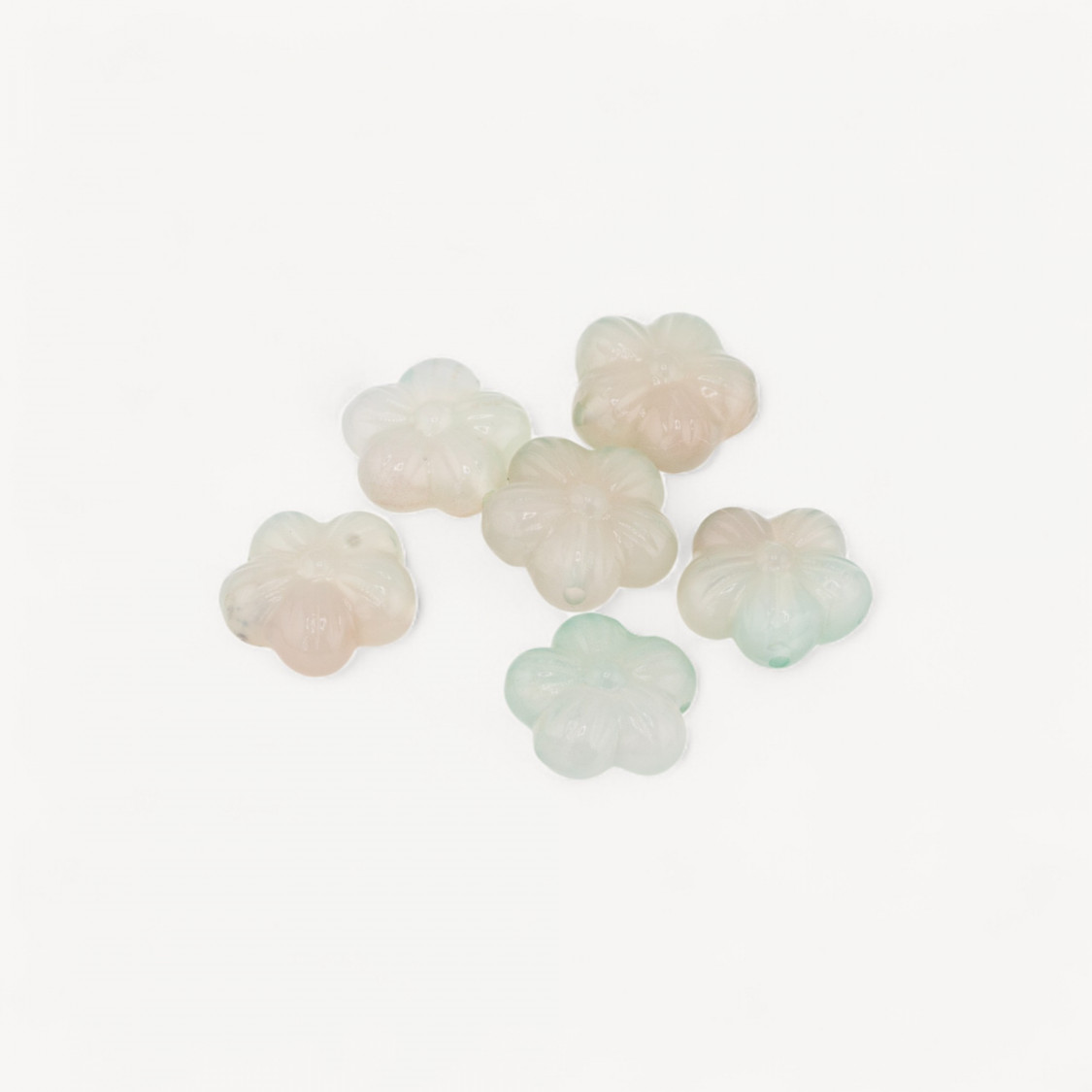 Brasilianischer Achat-Blumenverbinder, Durchgangsloch, 6 Stück, hellgrüner Achat-BESTANDTEILE VON HARTEN STEINEN | Worldofjewel.com