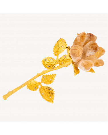 Fiore Preziose Artigianale Con Quarzo Naturale e Dettagli Dorati Quarzo Citrino-OGGETTISTICA CON MINERALI NATURALI CRISTALLOTERAPIA | Worldofjewel.com