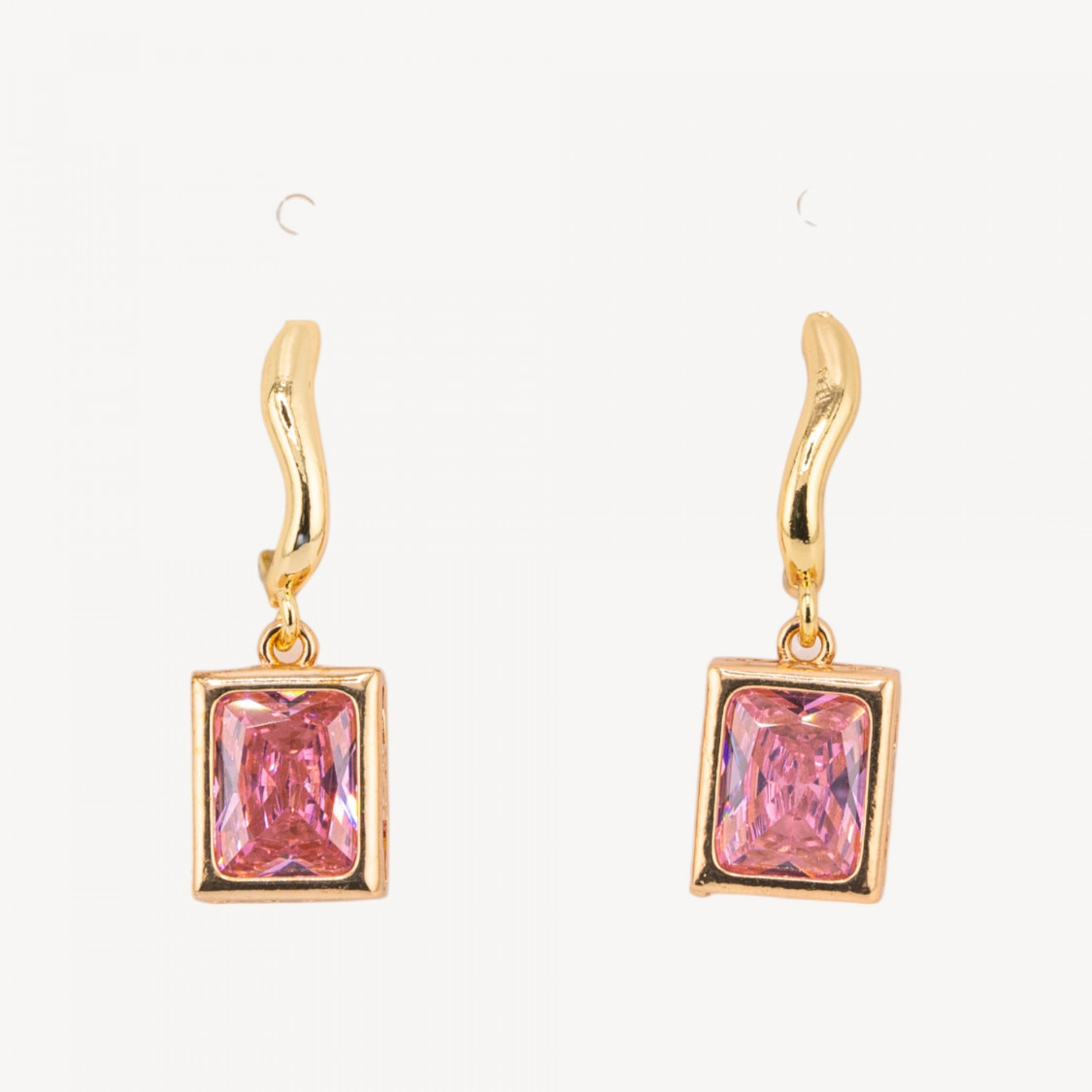 Orecchini A Perno Di Bronzo Con Cristalli Rettangolo Incastonato 10x30mm Dorato Rosa-ORECCHINI HOT PICKS | Worldofjewel.com