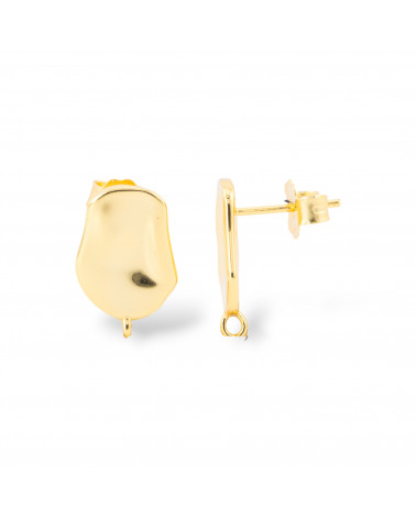 Base Per Orecchini A Perno Di Argento 925 Con Piatto Battuto 10x16mm 1 Coppia Dorato-Βάσεις για σκουλαρίκια από ασήμι 925 | Worldofjewel.com
