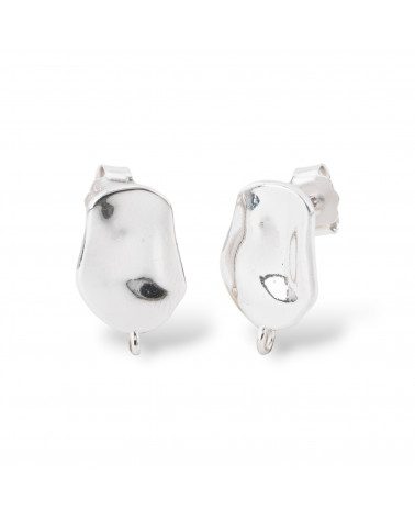 Base Per Orecchini A Perno Di Argento 925 Con Piatto Battuto 10x16mm 1 Coppia Rodiato-Βάσεις για σκουλαρίκια από ασήμι 925 | Worldofjewel.com