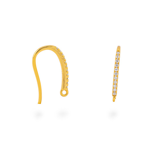 925 Silver Earring Backs with Zirconia 1.5x20mm 4 Pairs Gold