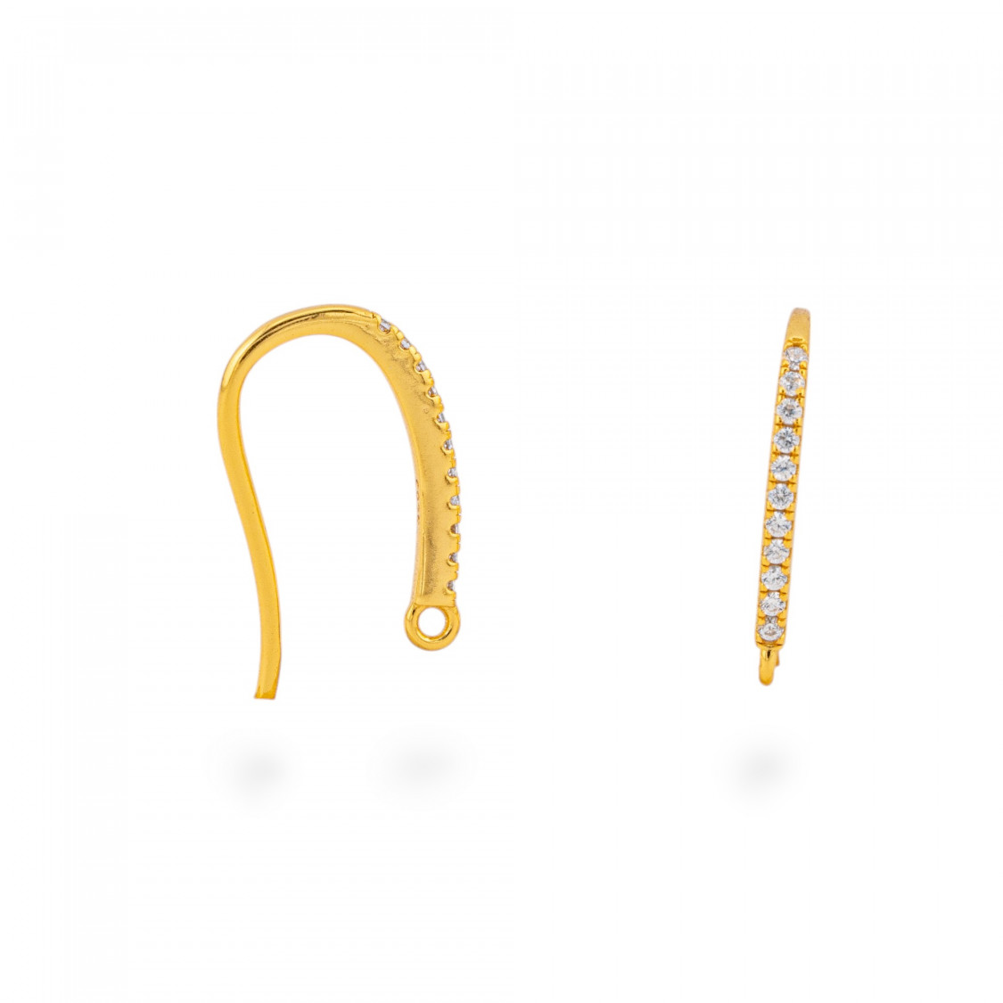 Base Per Orecchini Di Argento 925 Monachella Con Zirconi 1,5x20mm 4 Paia Dorato-Βάσεις για σκουλαρίκια από ασήμι 925 | Worldofjewel.com