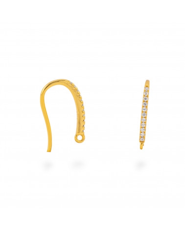 Base Per Orecchini Di Argento 925 Monachella Con Zirconi 1,5x20mm 4 Paia Dorato-Βάσεις για σκουλαρίκια από ασήμι 925 | Worldofjewel.com