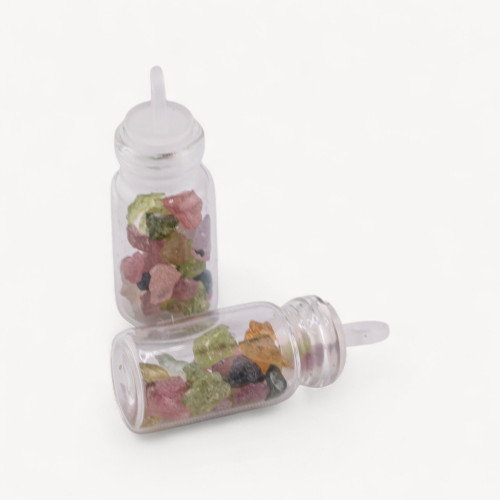 Bottle Pendant with Semi-Precious Stones 10x28mm 12pcs