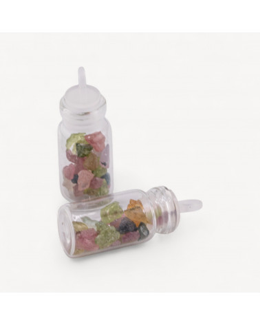 Ciondolo Pendente Bottiglietta con Pietre Dure 10x28mm 12pz-BRASS PENDANTS | Worldofjewel.com
