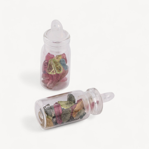 Botella colgante con piedras semipreciosas de 10 x 28 mm, 12 unidades, turmalina intensa