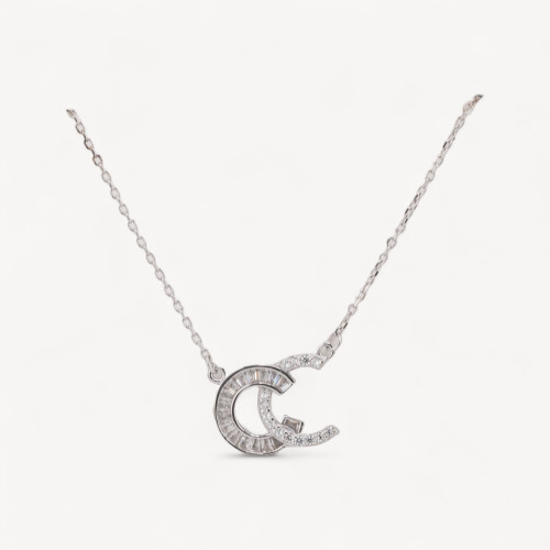 Collier en argent 925 avec pendentif de la collection Luna et zircons plaqués rhodium
