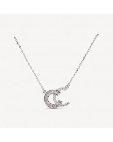 Collana Di Argento 925 Con Pendente Collezione Luna Con Zirconi Rodiata-ΣΥΛΛΟΓΗ ΣΕΛΗΝΗΣ | Worldofjewel.com