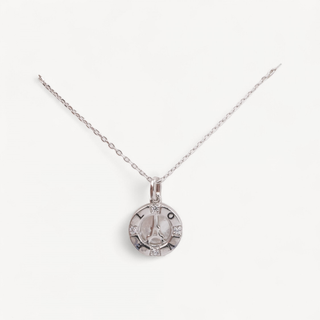 925 Silver Necklace with Pendant from the Luna Parigi Collection, Rhodium Plated-MOON COLLECTION | Worldofjewel.com