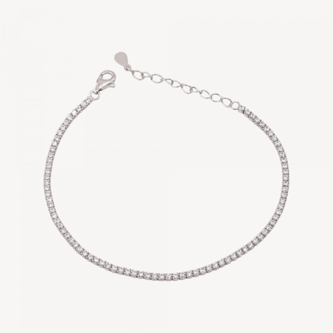 Bracciale Tennis In Argento 925 Chiusura Moschettone Con Zirconi Da 1,5mm Esterno 2,0mm Rodiato Bianco-TENNIS BRACELETS | Worldofjewel.com