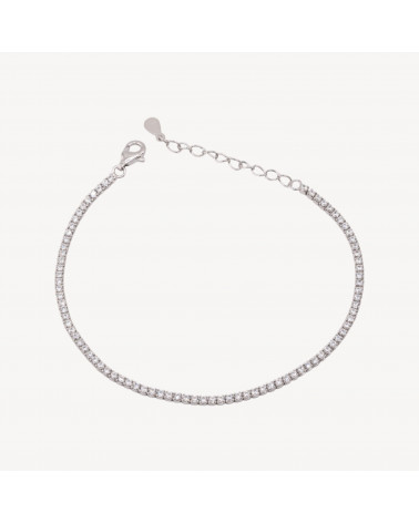 Bracciale Tennis In Argento 925 Chiusura Moschettone Con Zirconi Da 1,5mm Esterno 2,0mm Rodiato Bianco-TENNIS BRACELETS | Worldofjewel.com