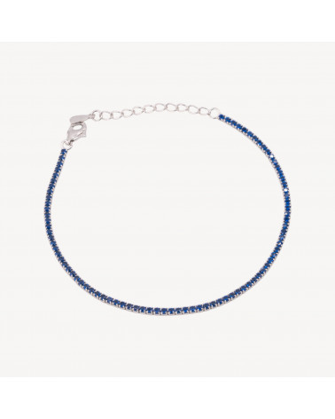 Bracciale Tennis In Argento 925 Chiusura Moschettone Con Zirconi Da 1,5mm Esterno 2,0mm Rodiato Blu Zaffiro-TENNISARMBÄNDER | Worldofjewel.com