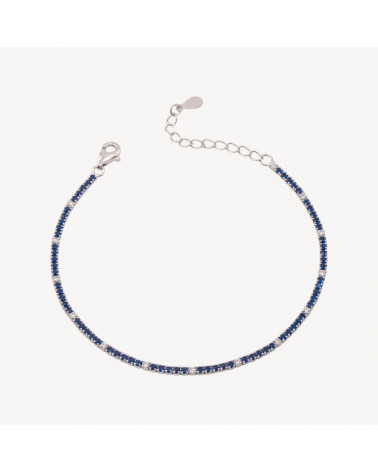 Bracciale Tennis In Argento 925 Chiusura Moschettone Con Zirconi Da 1,5mm Esterno 2,0mm Rodiato Blu Zaffiro E Bianco-ΒΡΑΧΙΟΛΙ ΤΕΝΙΣ | Worldofjewel.com