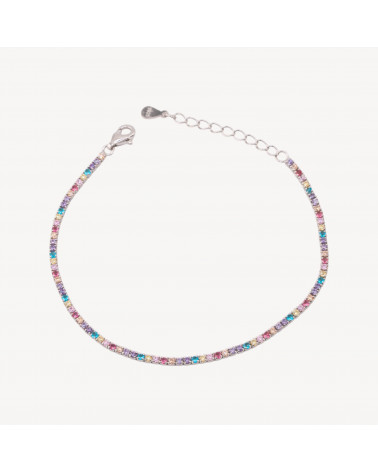 Bracciale Tennis In Argento 925 Chiusura Moschettone Con Zirconi Da 1,5mm Esterno 2,0mm Rodiato Multicolor-TENNISARMBÄNDER | Worldofjewel.com