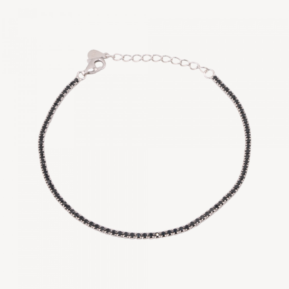 Bracciale Tennis In Argento 925 Chiusura Moschettone Con Zirconi Da 1,5mm Esterno 2,0mm Rodiato Nero-TENNISARMBÄNDER | Worldofjewel.com