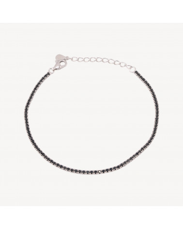 Bracciale Tennis In Argento 925 Chiusura Moschettone Con Zirconi Da 1,5mm Esterno 2,0mm Rodiato Nero-TENNISARMBÄNDER | Worldofjewel.com