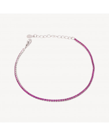 Bracciale Tennis In Argento 925 Chiusura Moschettone Con Zirconi Da 1,5mm Esterno 2,0mm Rodiato Rosso Ruby-TENNIS BRACELETS | Worldofjewel.com