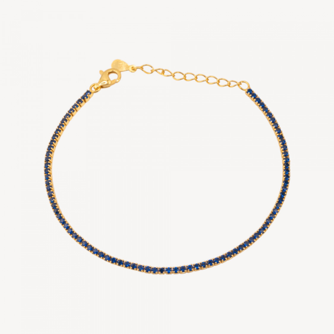 Tennisarmband aus 925er Sterlingsilber mit Karabinerverschluss und 1,5 mm Zirkonia, 2,0 mm Außendurchmesser, vergoldet, saphirbl-TENNISARMBÄNDER | Worldofjewel.com