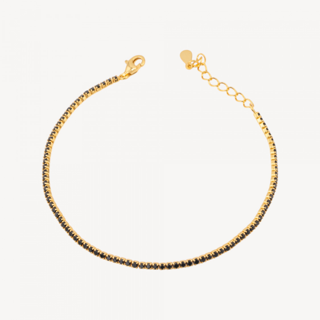 Tennisarmband aus 925er Sterlingsilber mit Karabinerverschluss und 1,5 mm Zirkonia, 2,0 mm Außendurchmesser, Schwarzgold-TENNISARMBÄNDER | Worldofjewel.com