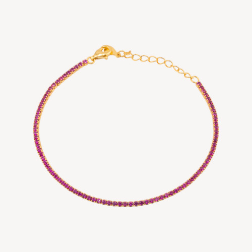 Bracelet tennis en argent 925 avec fermoir mousqueton et zirconium de 1,5 mm, épaisseur extérieure de 2,0 mm, or rouge