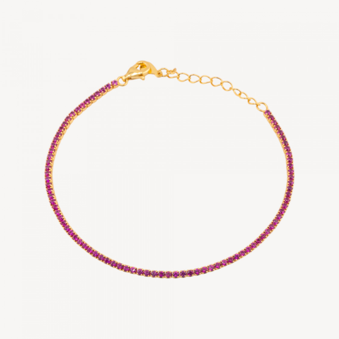 Bracciale Tennis In Argento 925 Chiusura Moschettone Con Zirconi Da 1,5mm Esterno 2,0mm Dorato Rosso-TENNIS BRACELETS | Worldofjewel.com