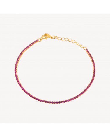 Bracciale Tennis In Argento 925 Chiusura Moschettone Con Zirconi Da 1,5mm Esterno 2,0mm Dorato Rosso-TENNIS BRACELETS | Worldofjewel.com