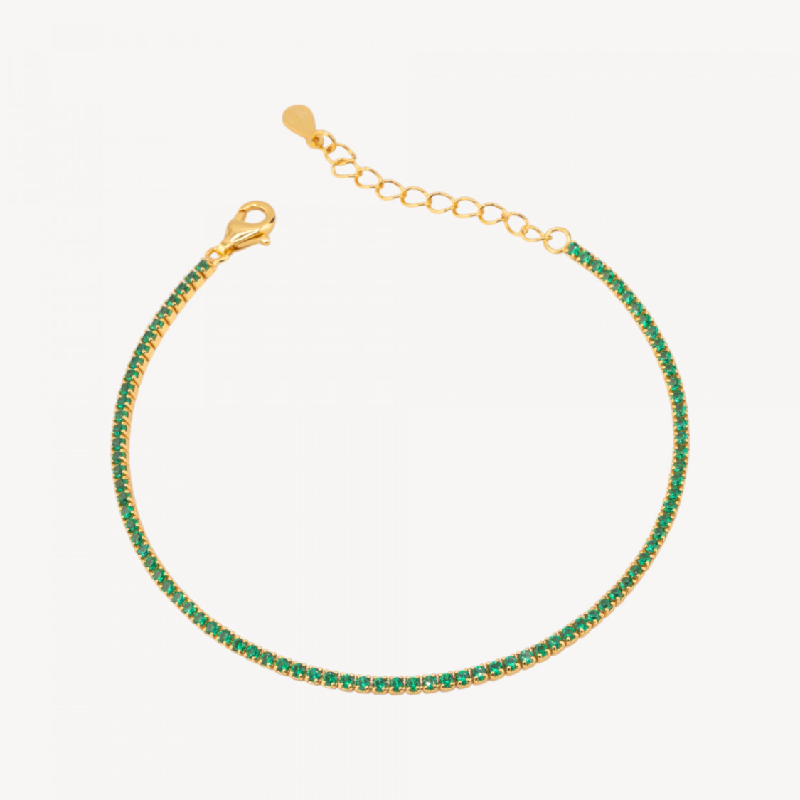 Bracciale Tennis In Argento 925 Chiusura Moschettone Con Zirconi Da 1,5mm Esterno 2,0mm Dorato Verde Smeraldo-TENNIS BRACELETS | Worldofjewel.com