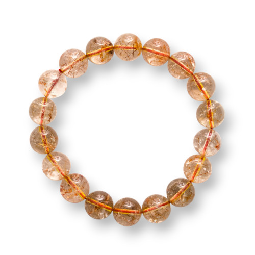 14 mm rundes Armband aus karminrotem Rutilquarz