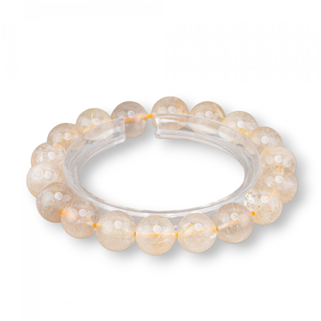 Pulsera de cuarzo rutilado dorado redondo de 12 mm-PIEDRAS DURAS | Worldofjewel.com