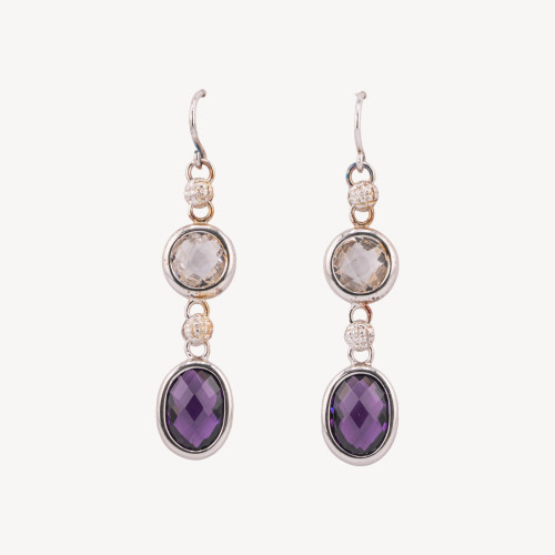Boucles d'oreilles en argent 925 avec améthyste et topaze