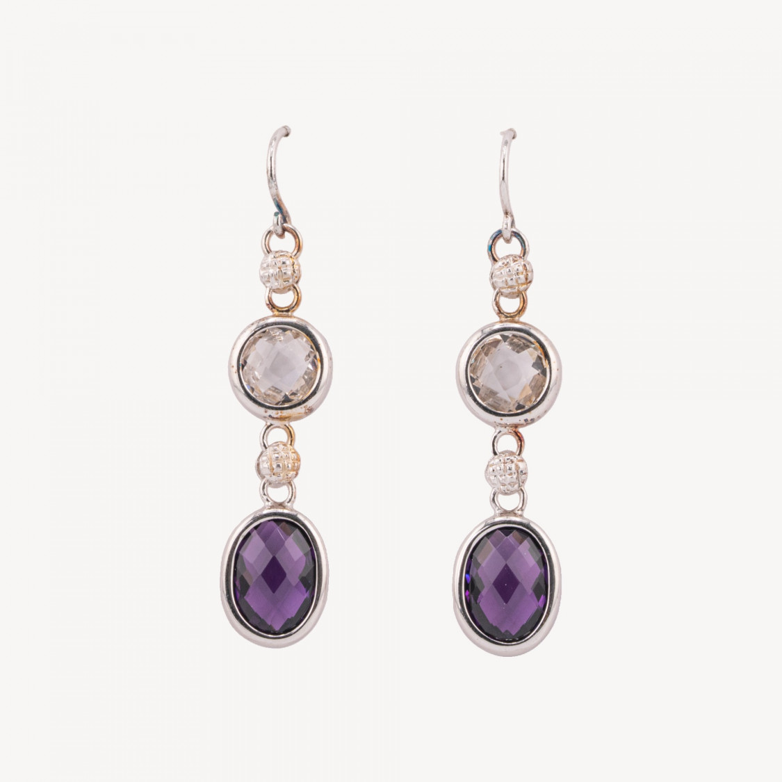 Orecchini In Argento 925 Con Ametista e Topazio-SILBER 925 DESIGN ITALIEN | Worldofjewel.com