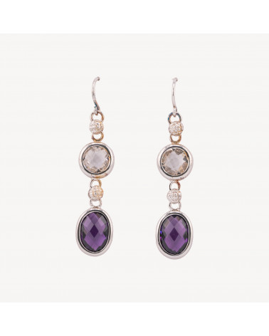 Orecchini In Argento 925 Con Ametista e Topazio-SILBER 925 DESIGN ITALIEN | Worldofjewel.com